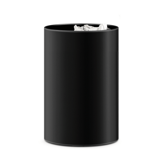 Zack Civos Black Stainless Steel Round 37.5 cm Waste Paper Basket 50508