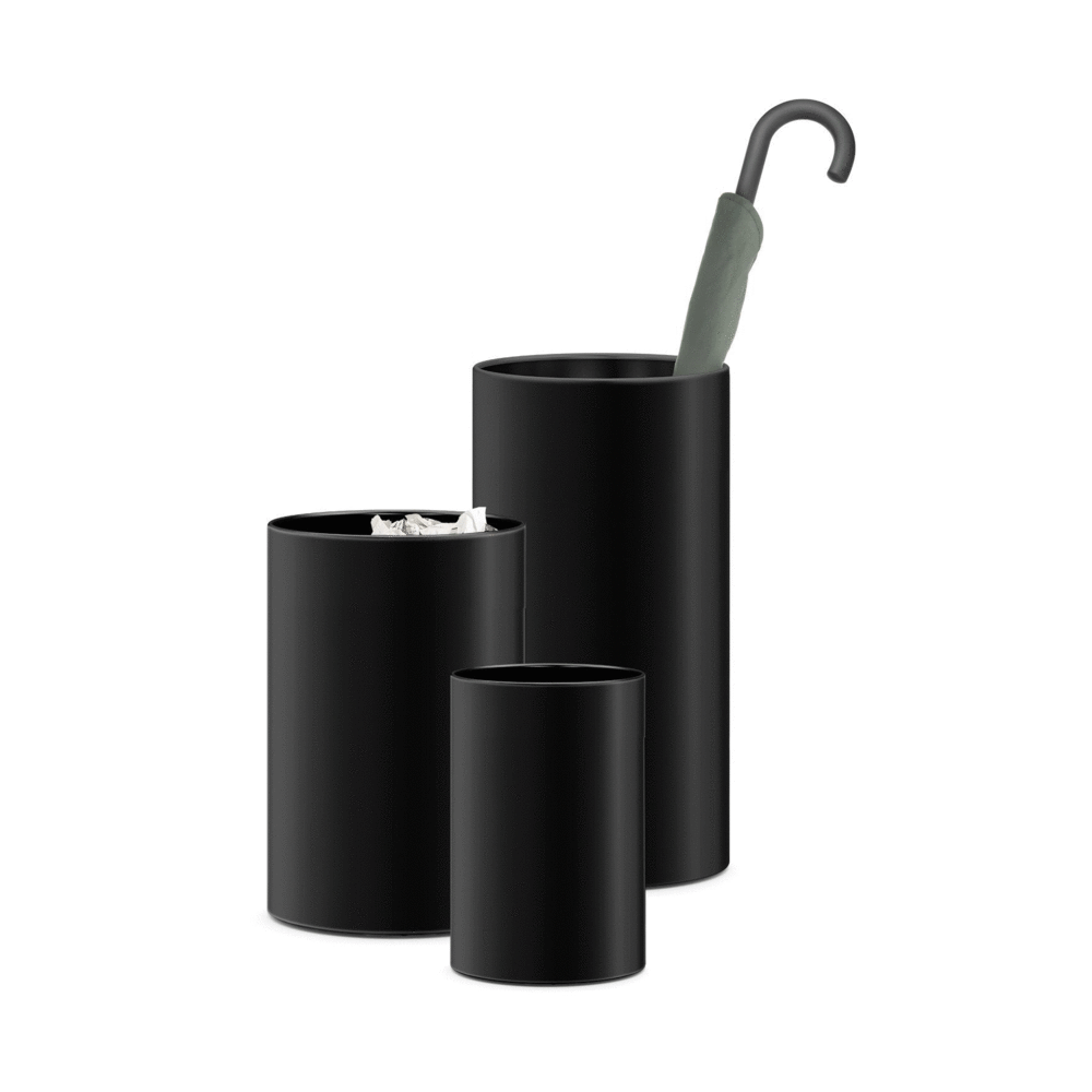 Zack Civos Black Stainless Steel Round 37.5 cm Waste Paper Basket 50508