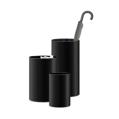 Zack Civos Black Stainless Steel Round 37.5 cm Waste Paper Basket 50508
