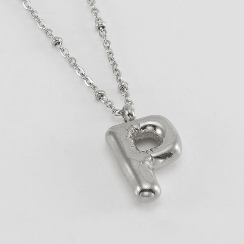 Bubble Letter Pendant Necklace A-Z