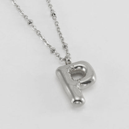 Bubble Letter Pendant Necklace A-Z