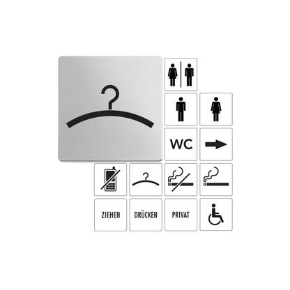 Premium Zack Indici Cloakroom Sign - Brushed Steel Elegance