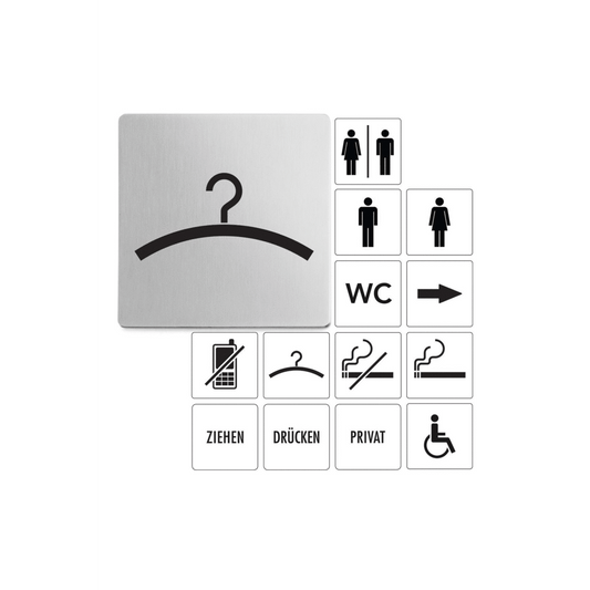 Premium Zack Indici Cloakroom Sign - Brushed Steel Elegance
