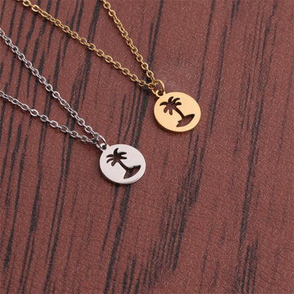 Hollow Coconut Tree Pendant Necklace
