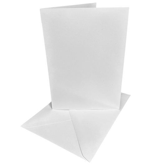 50 Pack - C6 / A6 White Card Blanks & Envelopes - 300gsm