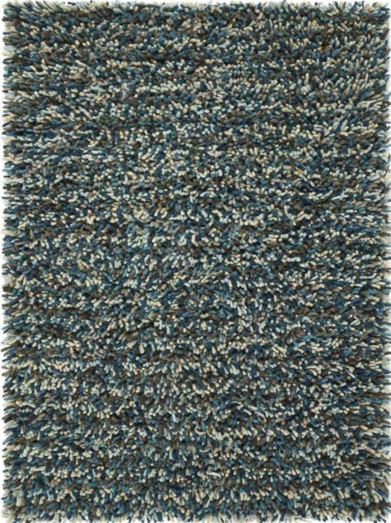 Rocks Blue Shaggy Pile Wool Rug