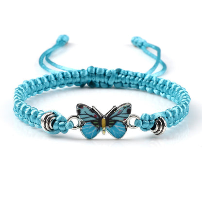 Adjustable Couple Butterfly Buckle Braided Bracelet