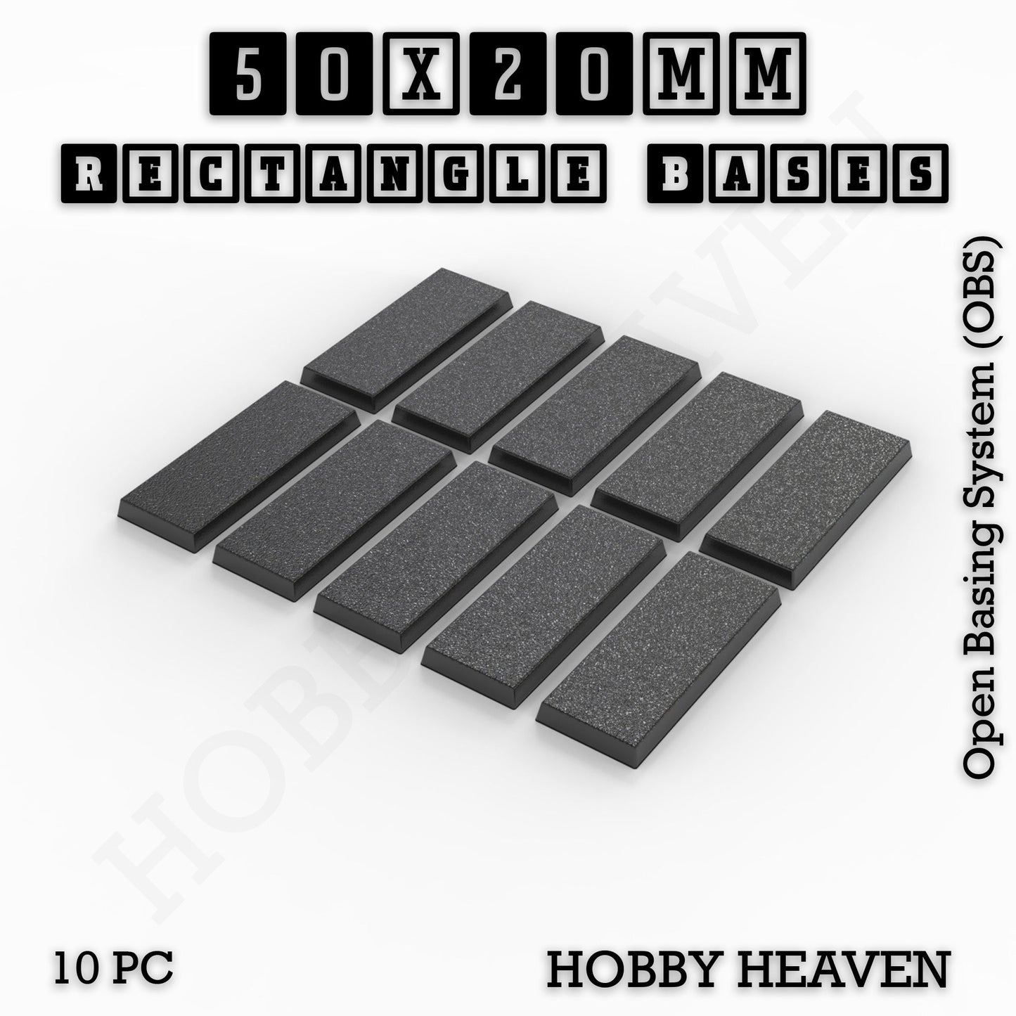 Rectangle Bases Range Sizes - 20x15mm to 75x25mm Small Sizes 3d Print Full Range Tabletop Games