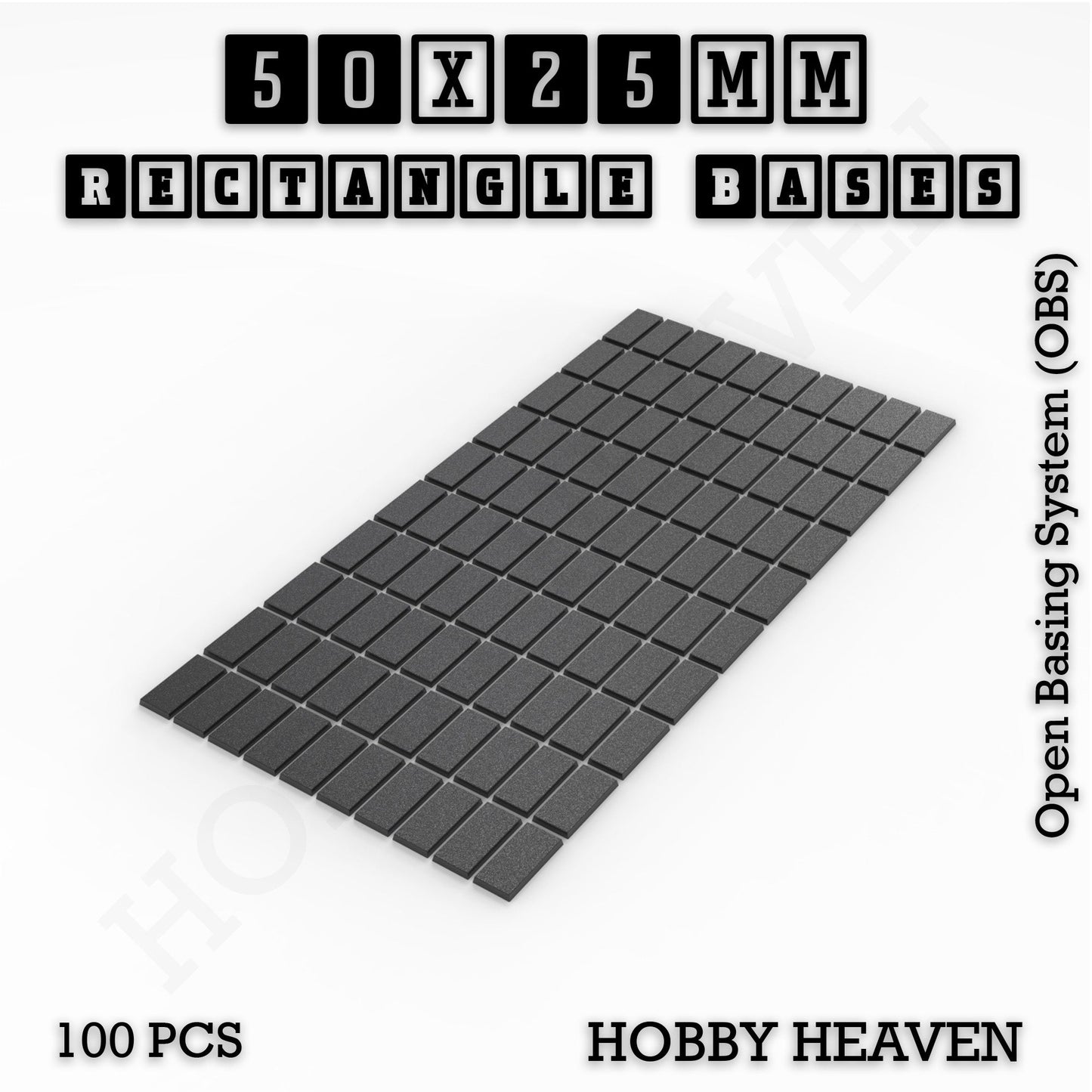 Rectangle Bases Range Sizes - 20x15mm to 75x25mm Small Sizes 3d Print Full Range Tabletop Games