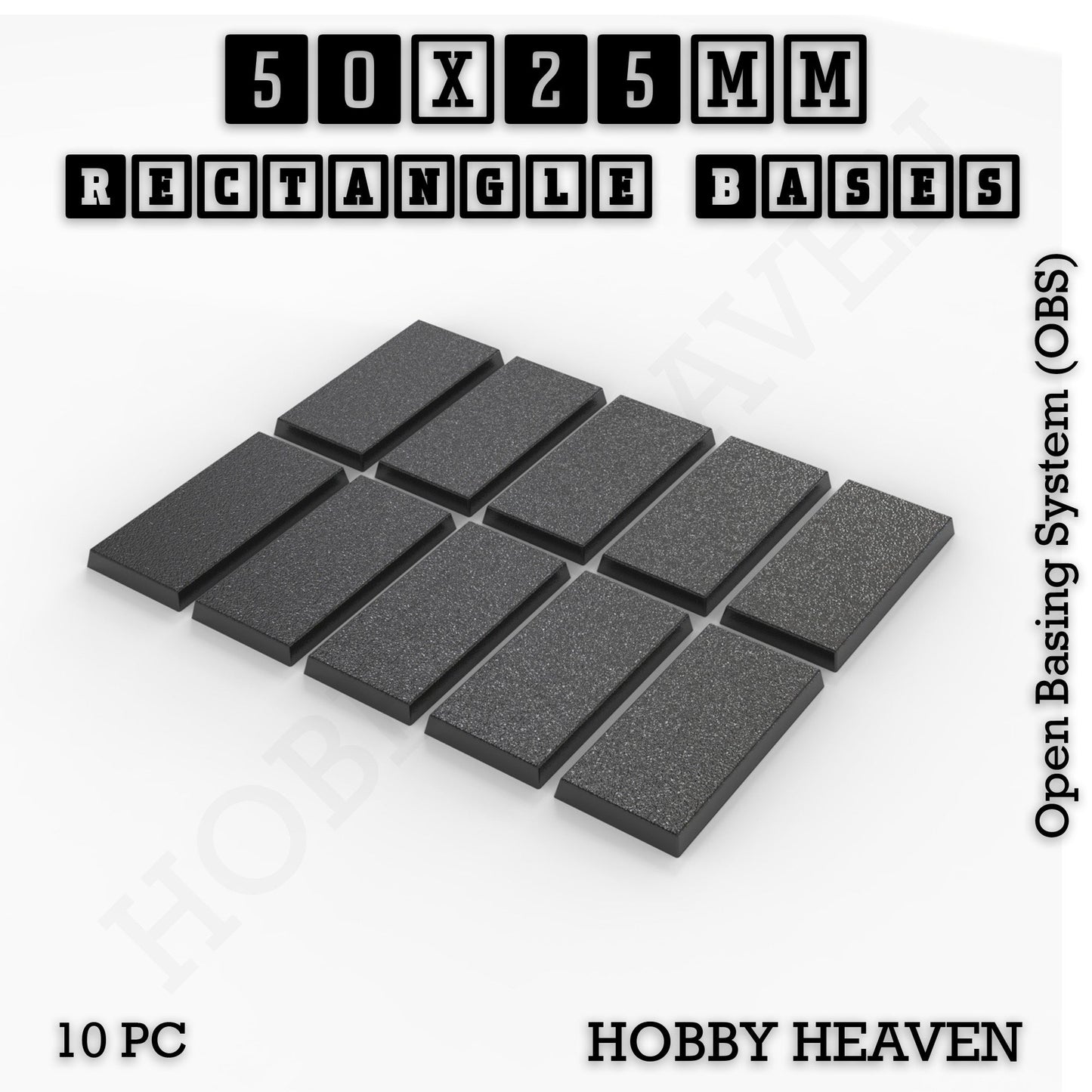 Rectangle Bases Range Sizes - 20x15mm to 75x25mm Small Sizes 3d Print Full Range Tabletop Games