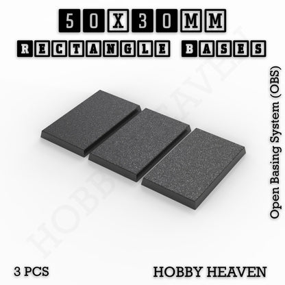 Rectangle Bases Range Sizes - 20x15mm to 75x25mm Small Sizes 3d Print Full Range Tabletop Games
