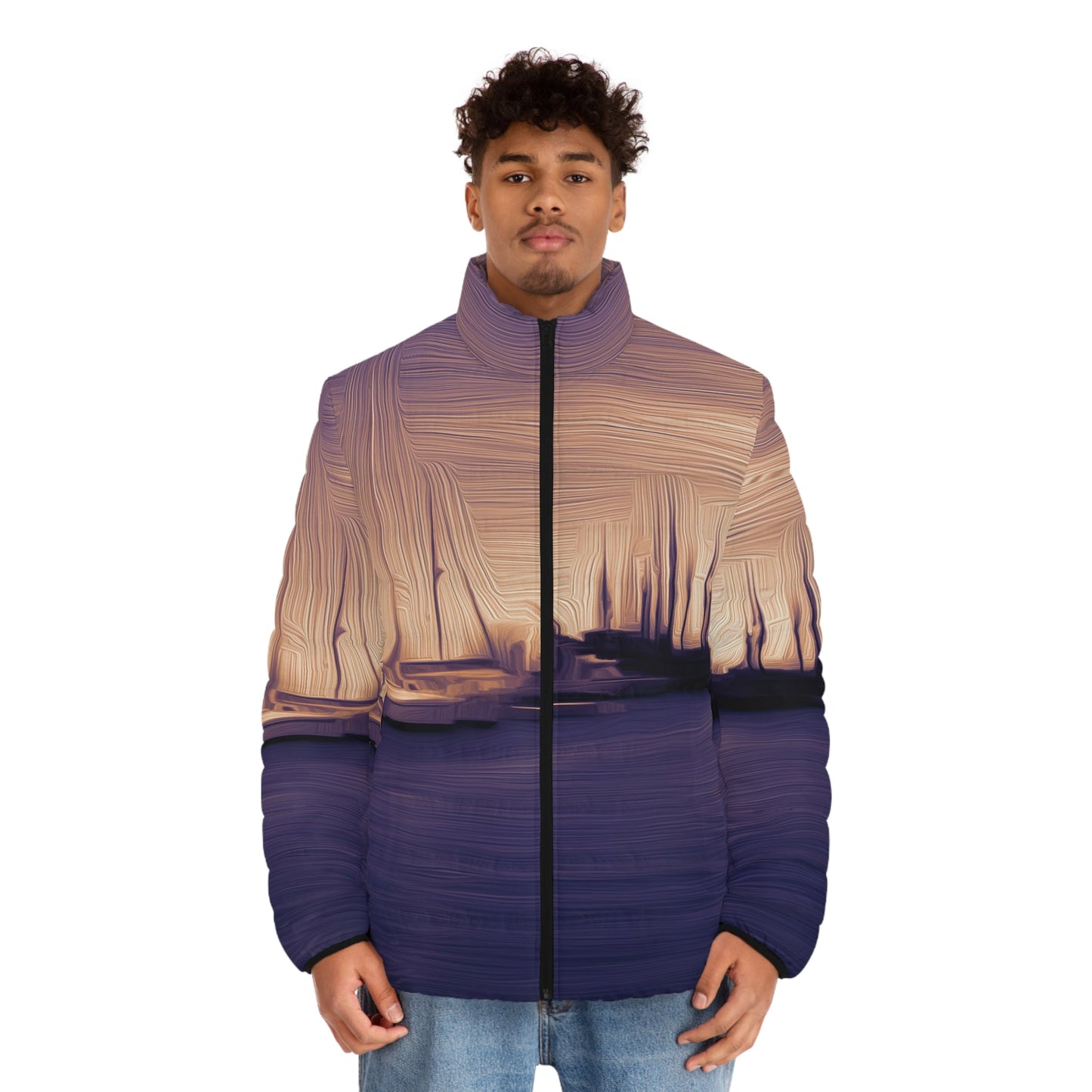 The Sleeping Yachts (at Sunset) - Mens Puffer Jacket