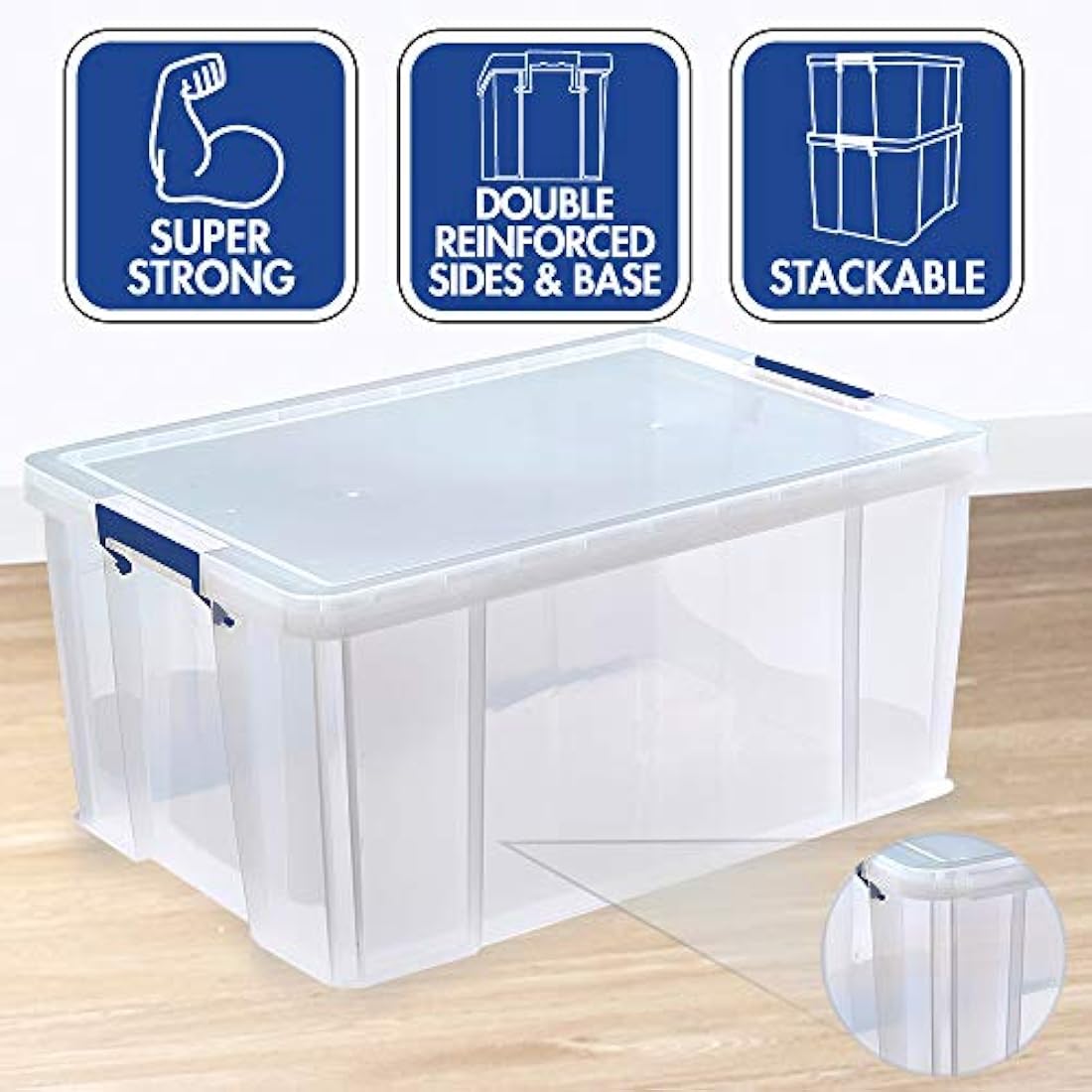 Banker Box Stackable BANKERS BOX Plastic Storage Boxes with Lids, Pack of 3, 2 x 70 Litre ...