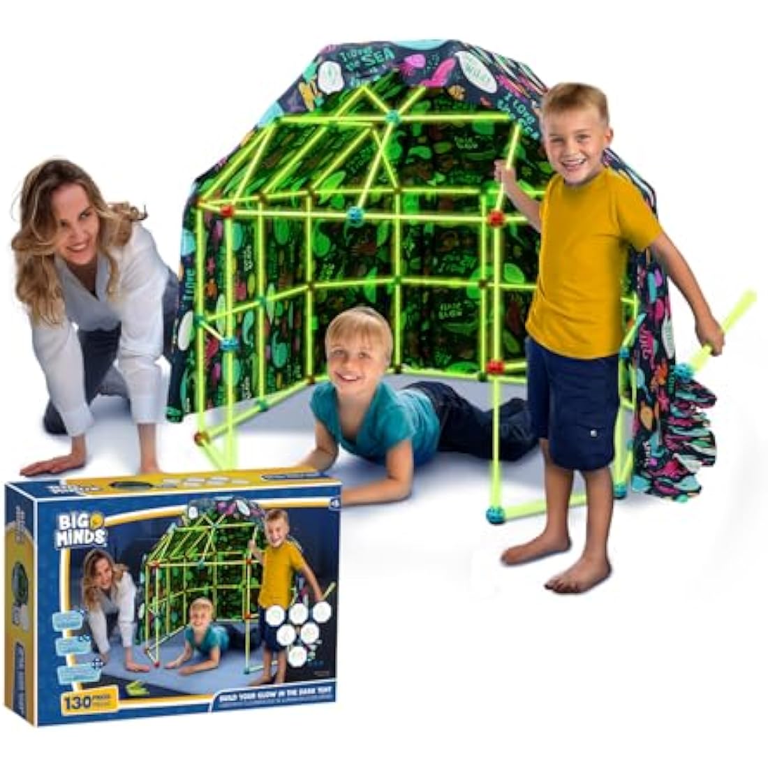 Big Minds - Den Building Kit Glow In The Dark | Fort Building Kits For ...