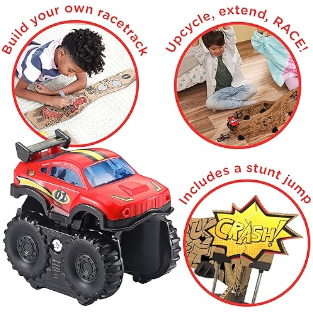 VTech Car-Board Racers Monster Truck & Track, Cardboard Race PlaySet w ...
