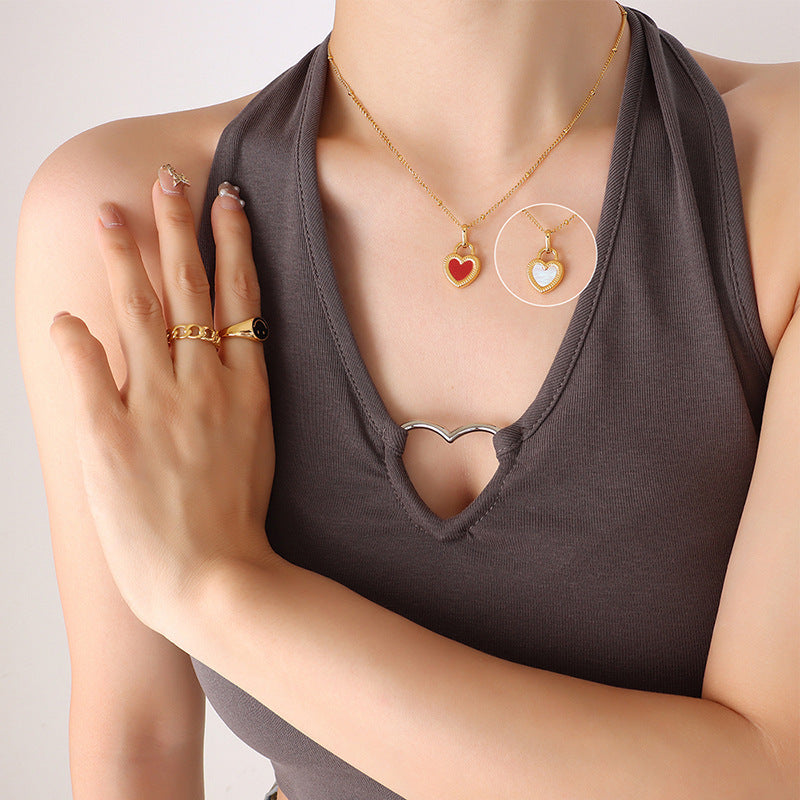 Double-Sided Color Heart-Shaped Necklace
