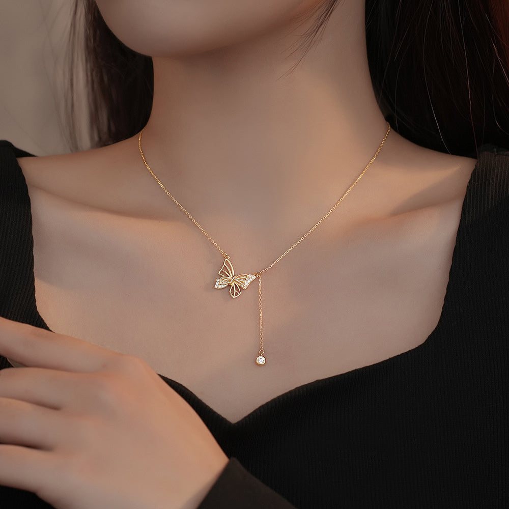 S925 Silver Hollow Butterfly Necklace