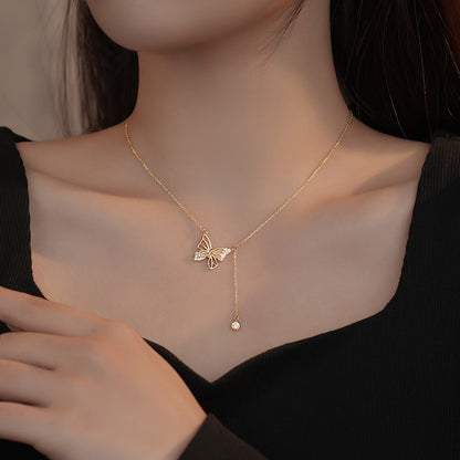 S925 Silver Hollow Butterfly Necklace