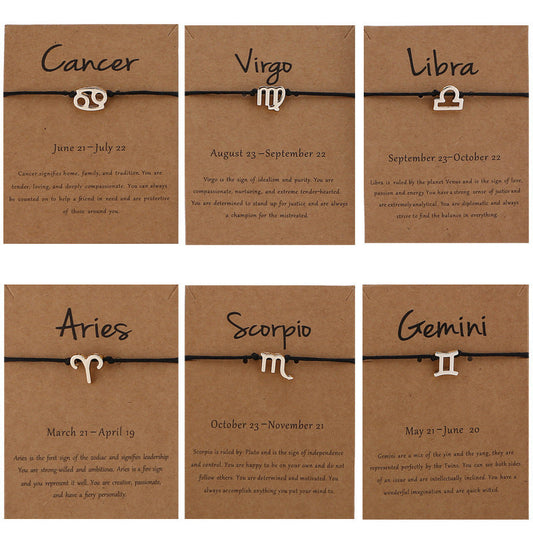 12 Constellation Zodiac Sign Bracelet for Couples