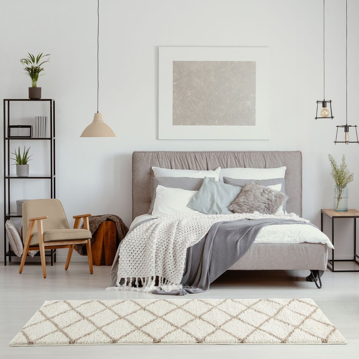 Moroccan Ivory Shaggy Rug | 530