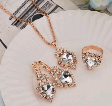 Water Drop Diamond Necklace, Earrings & Rings Sets