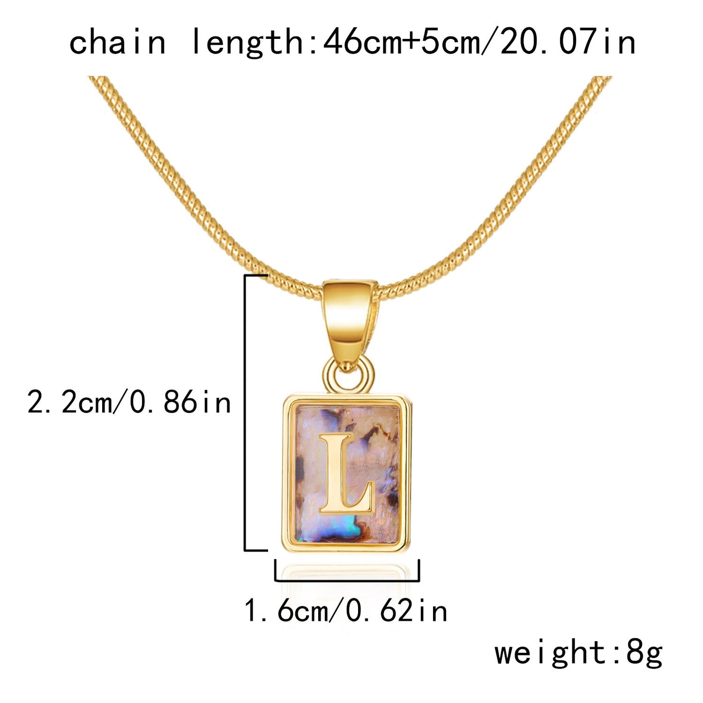 Luminous Pendant 26 Letter Square Necklace