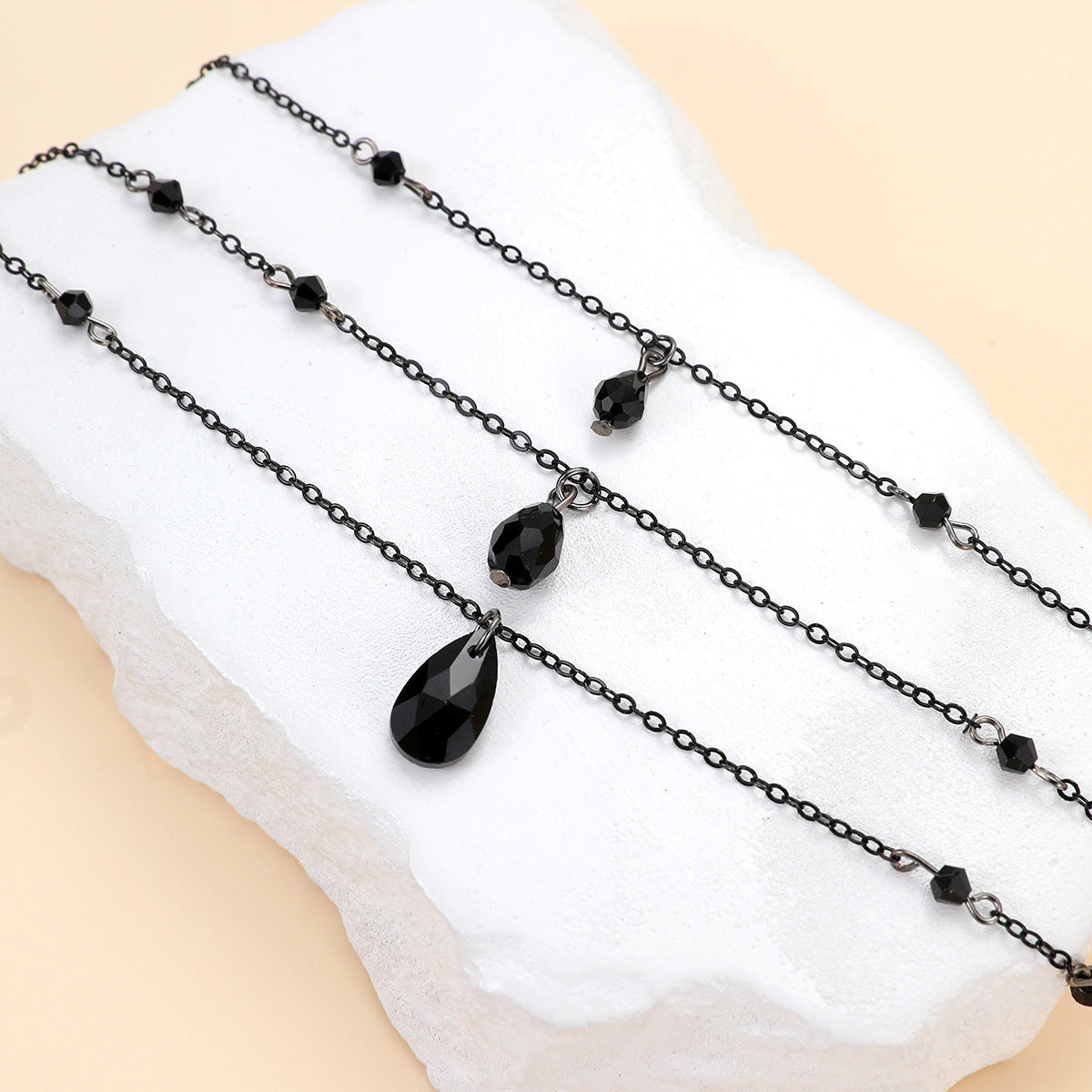 Retro Gothic Blood Drop Tassel Layered Necklace