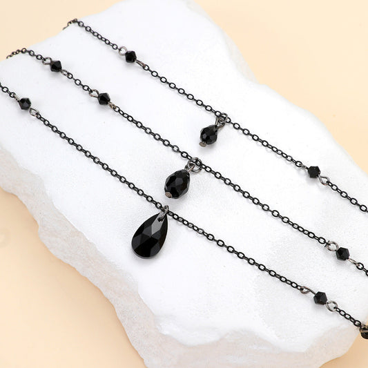 Retro Gothic Blood Drop Tassel Layered Necklace
