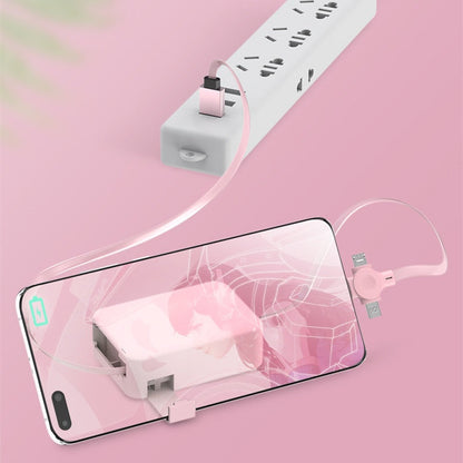 4-in-1 Retractable USB Cable with Phone Stand & Storage Box