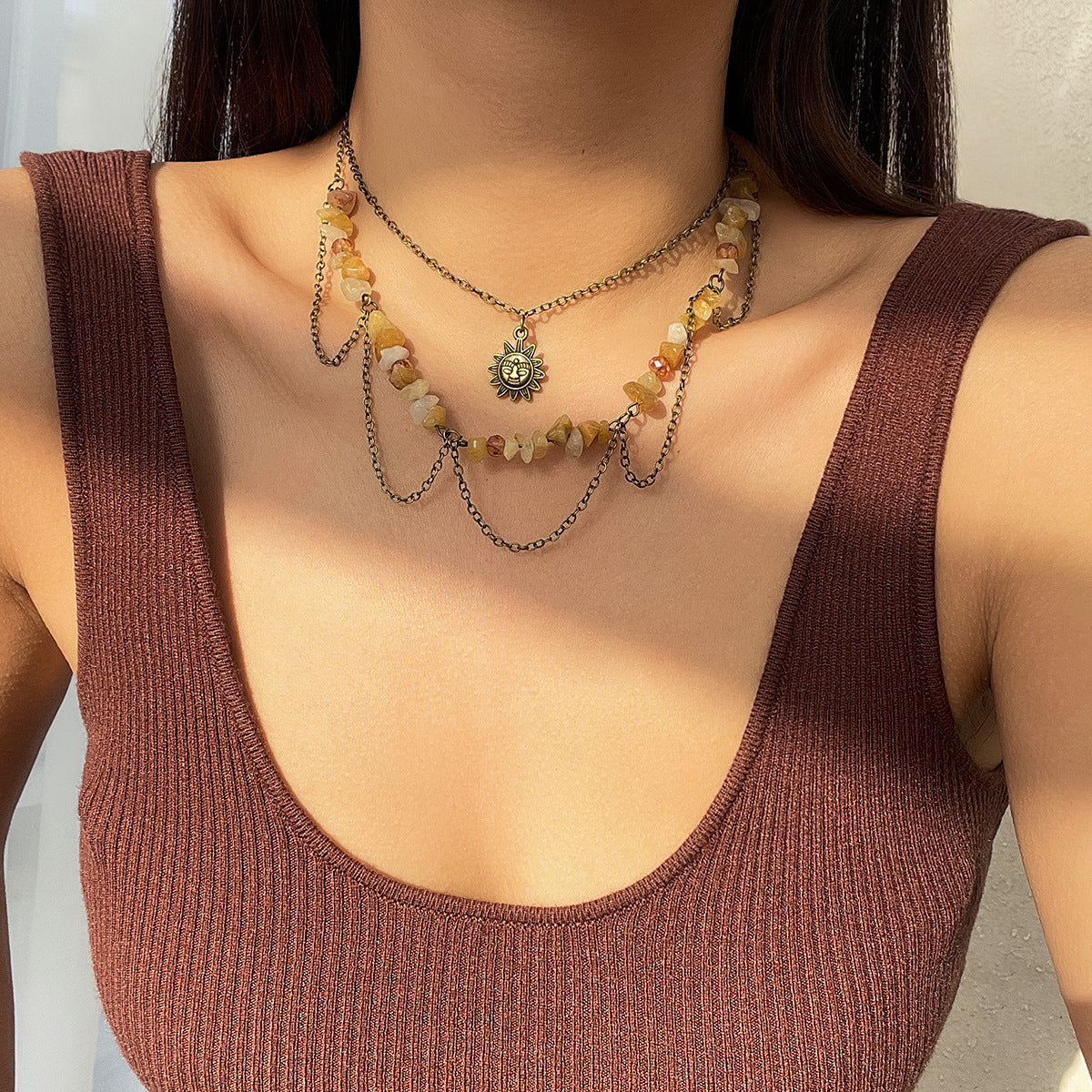 Multi-Layer Irregular Gravel Beach Necklace
