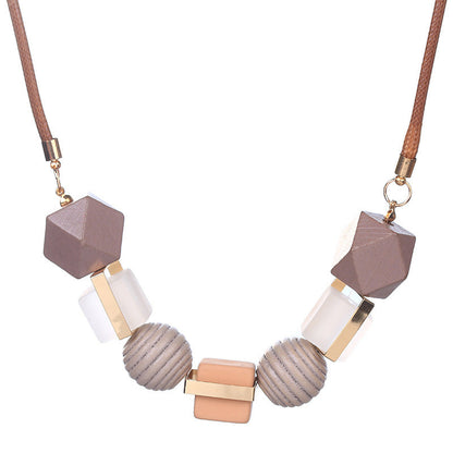 Coloured Wood Pendant Necklace
