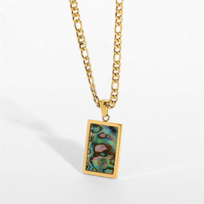Retro Square Shell Tag Necklace for Women