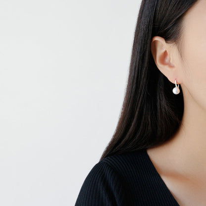 Women Round Natural Pearl Dangling Earrings - Palladium-Plated Silver Pearl Earrings for women - Perfect Pearl Earrings with Gift Wrapping Included