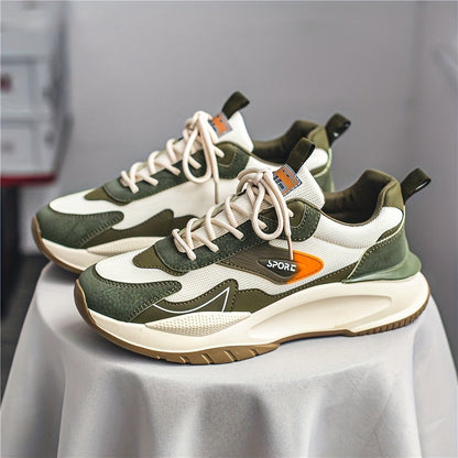 Men's Color Block Chunky Sneakers - Trendy, Comfy, Non-Slip & Durable for Outdoor Activities