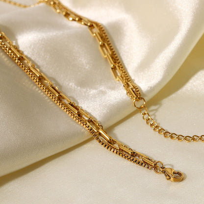 Stainless Steel Three-Layer Necklace