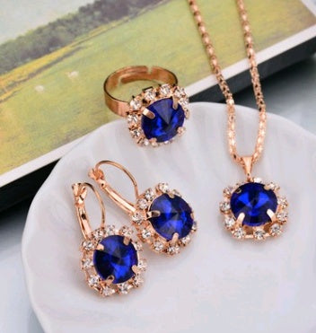 Water Drop Diamond Necklace, Earrings & Rings Sets