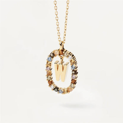 26 Alphabet Coloured Rhinestone Necklace