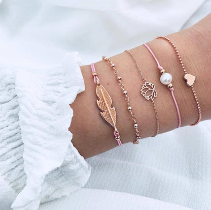 Vintage Turtle Heart Map Charm Bracelets Set