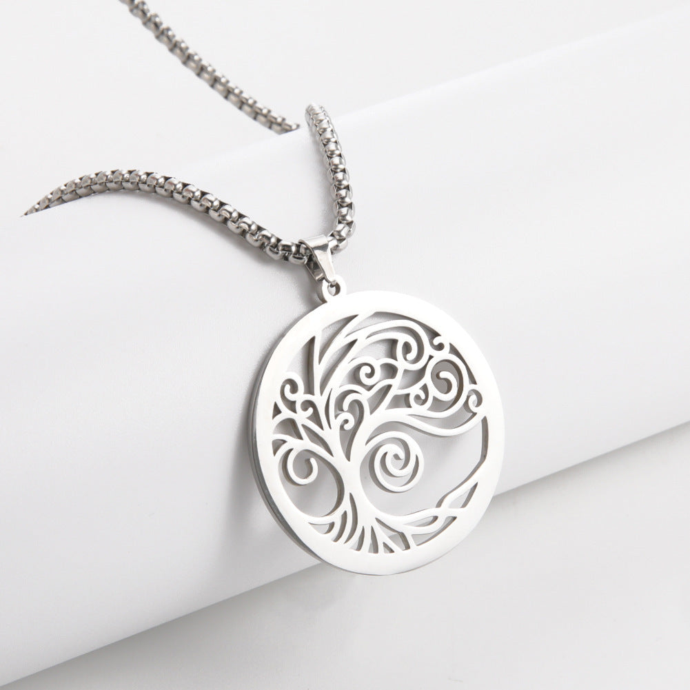 Hollow-out Bristle Tree Pendant Necklace