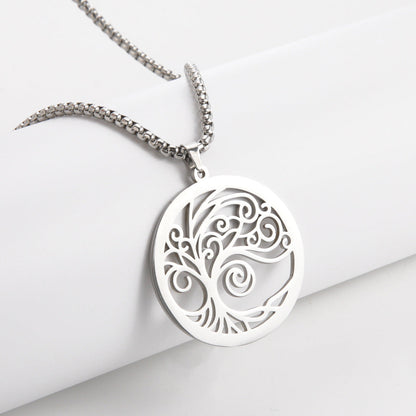 Hollow-out Bristle Tree Pendant Necklace