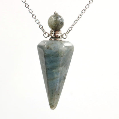 Crystal Stone Cone Perfume Bottle Necklace