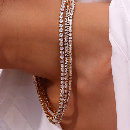 Stainless Steel Zircon Bracelet & Necklace Set