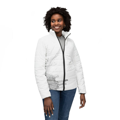 Watercolour Grey Splash - Womens Puffer Jacket