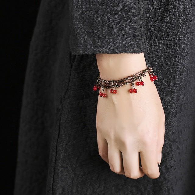 Handmade Double-Layer Quartzite Jade Bracelet