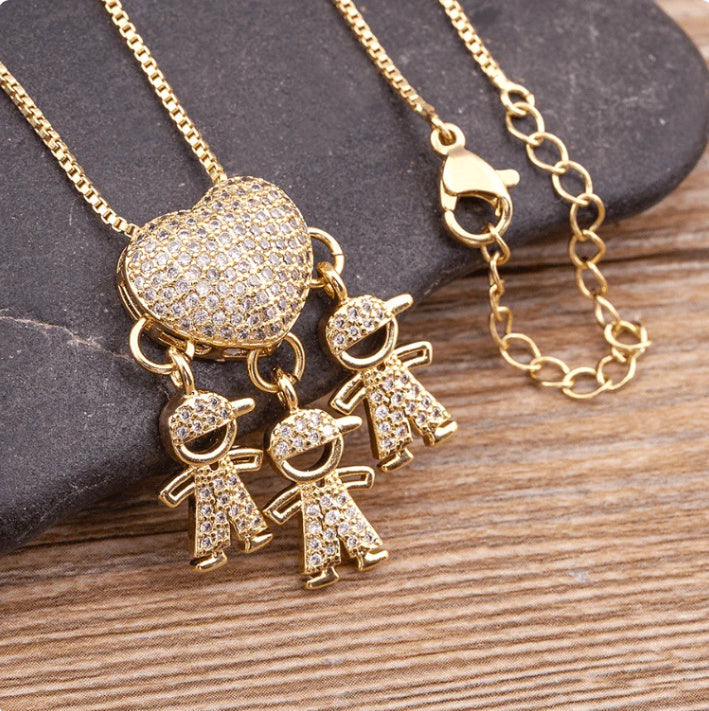 Son Daughter Heart Pendant Necklace