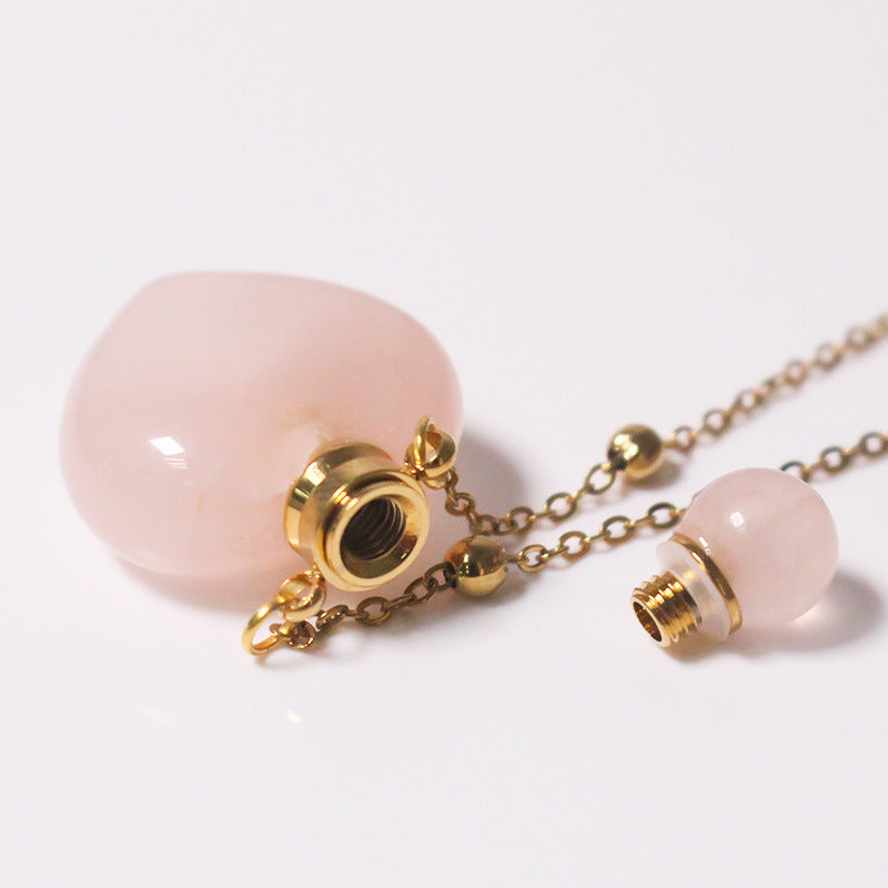 Natural Heart Crystal Perfume Bottle Necklace
