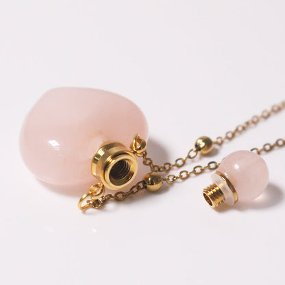 Natural Heart Crystal Perfume Bottle Necklace