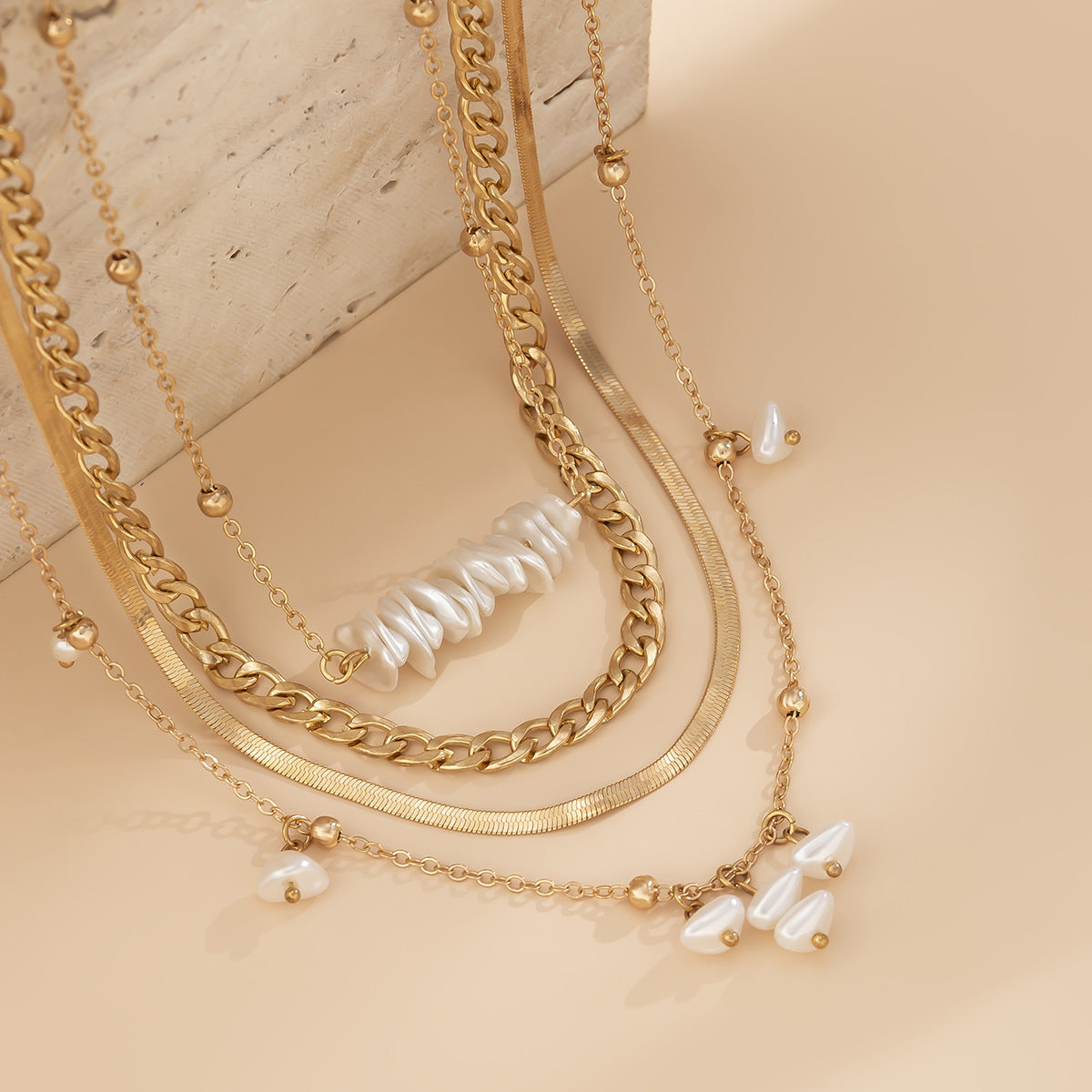 Multi-Layer Sweet Cool Suit Pearl Necklace