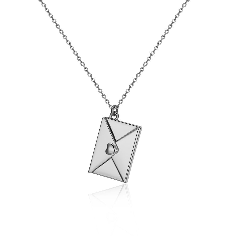 Envelope Necklace with Carved Love Letter