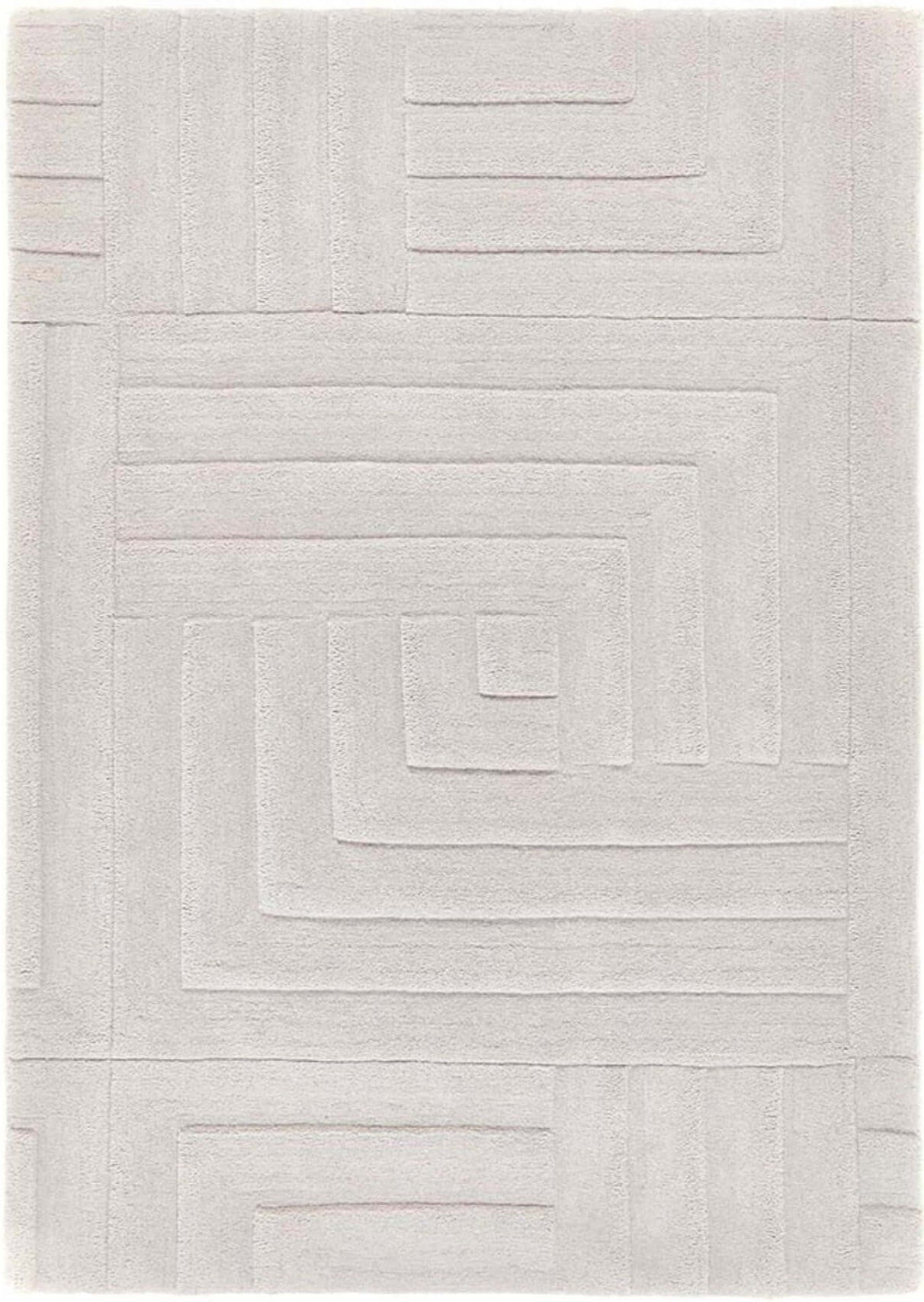 Maze Grey Geometric Wool Rug